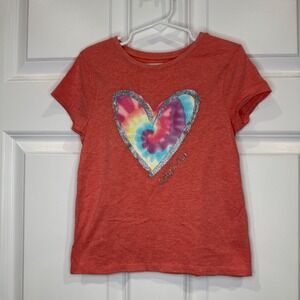 Garanimals Kids Toddler Girls Coral Tie Dye Heart‎  Graphic T Shirt Size 5T